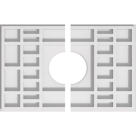 Ekena Millwork Beaux Architectural Grade PVC Ceiling Medallion, 12"W x 8"H x 3"ID x 4"C x 1"P, Two-Piece CMP12X8BX2-03000